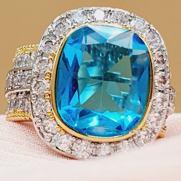 💎Noble Vintage Radiant Cut Blue Gemstone  Layer Rings for Women, INDN8450 - Picture 13 of 15
